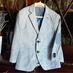 Isaac Mizrahi Light Blue/Gray Casual Blazer with Elbow Patches